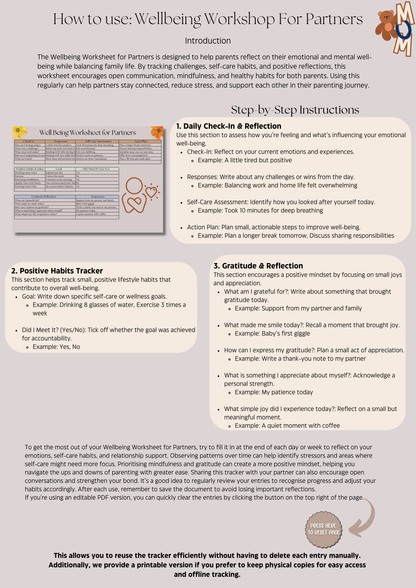 Wellbeing Worksheet For Partners